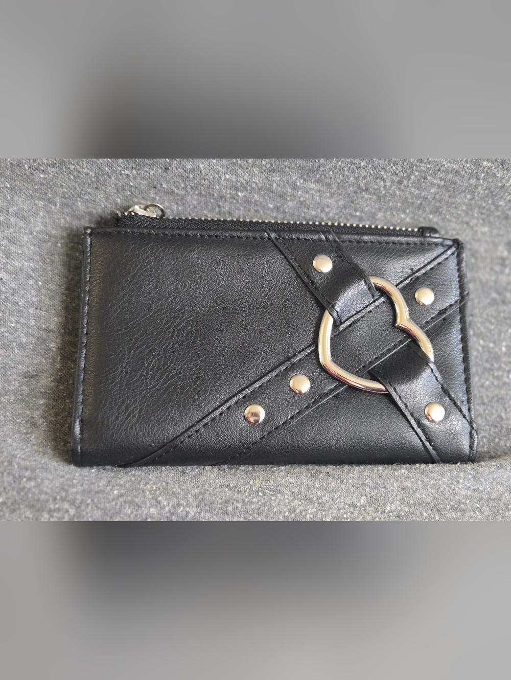 Black Heart Ring Zip Card Wallet - Unbranded NWOT